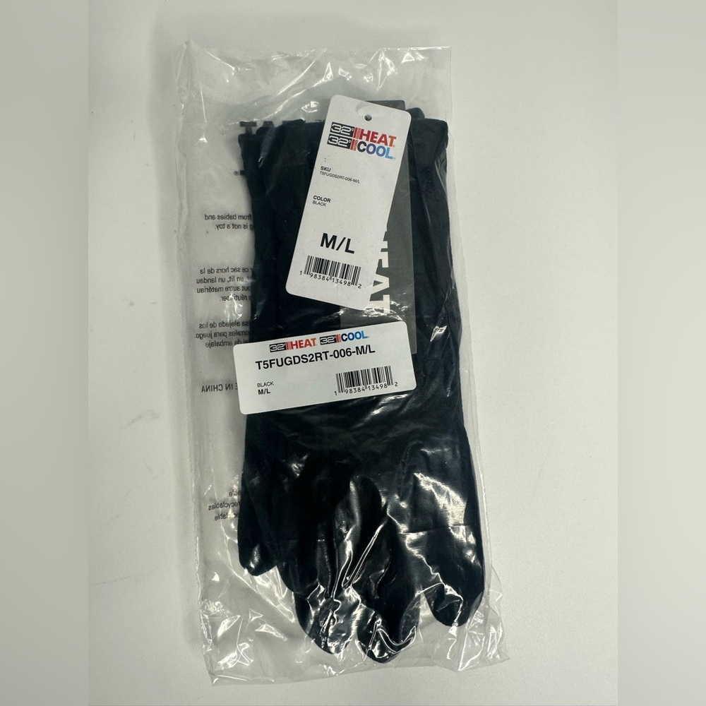 32 Degrees Heat Cool Black Gloves Unisex Winter NEW (M/L)